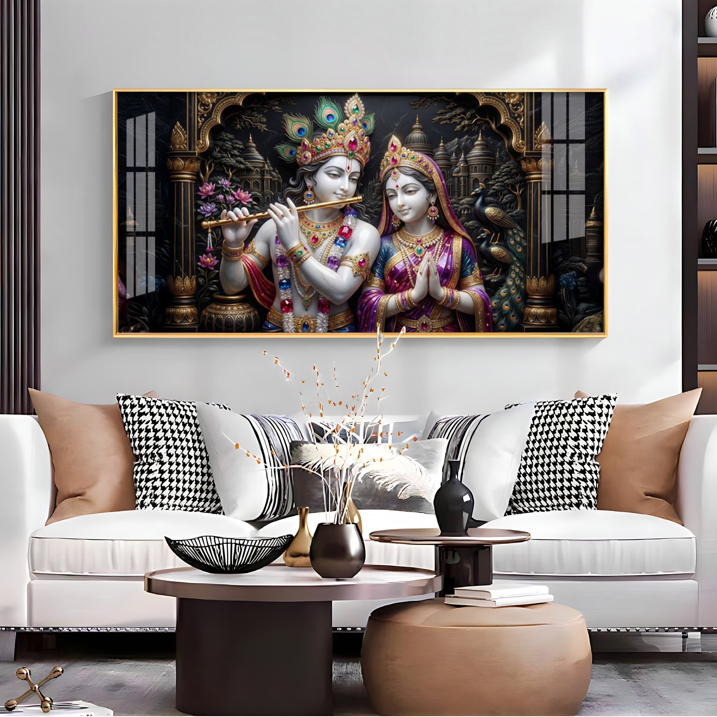 Timeless Love Krishna & Radha Premium Acrylic Horizontal Wall Art