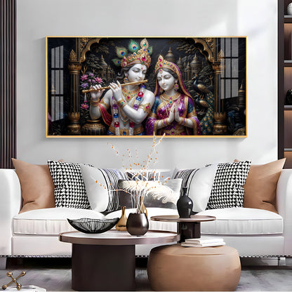 Timeless Love Krishna & Radha Premium Acrylic Horizontal Wall Art