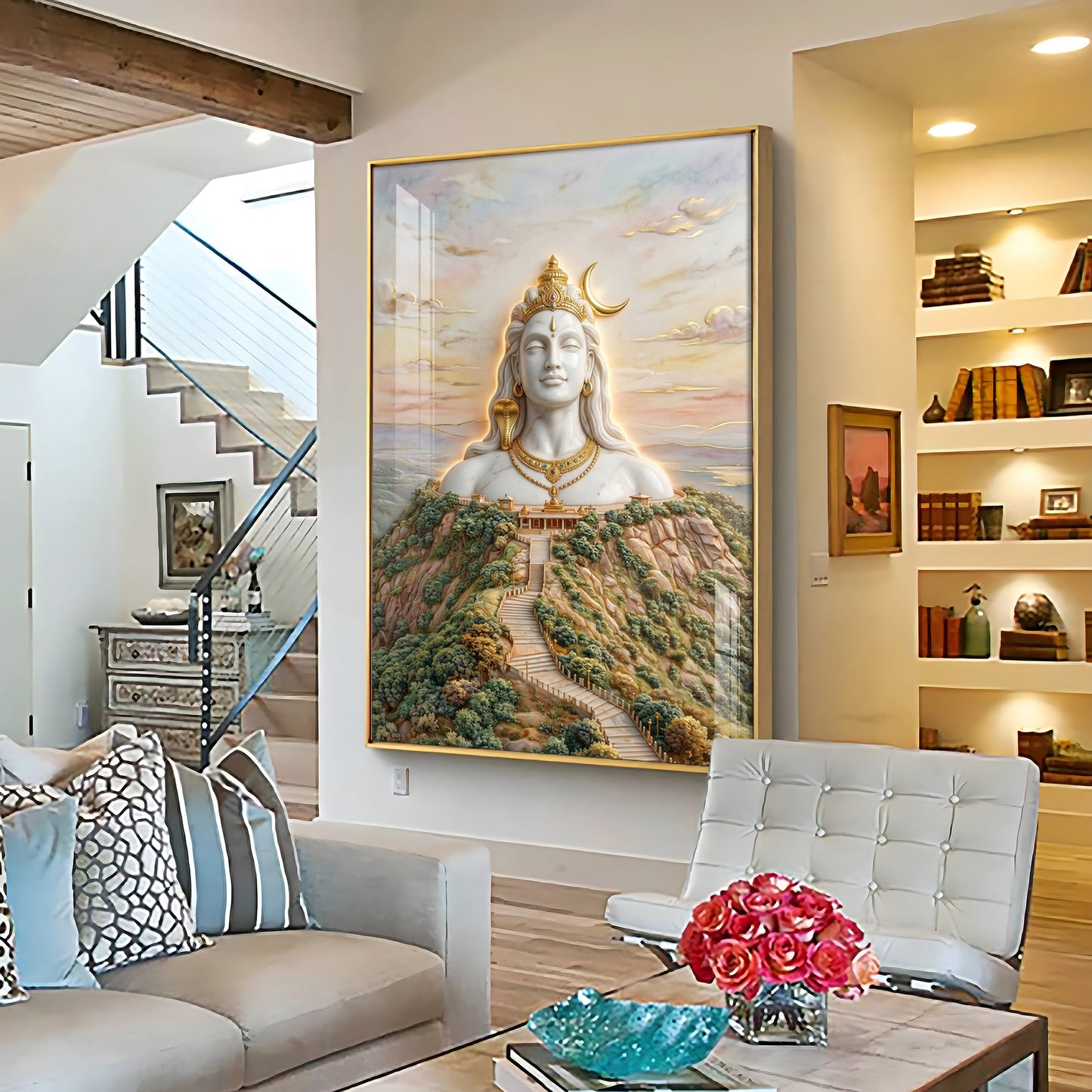 Depiction of Lord Shiva Premium Acrylic Vertical Wall Art