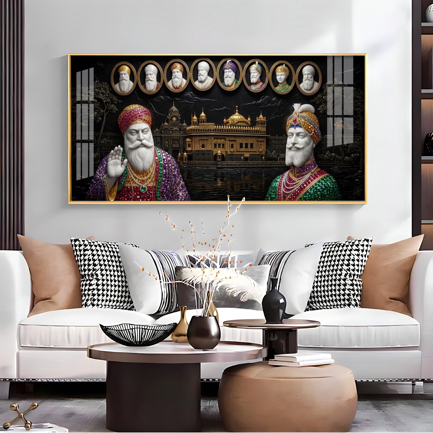Ten Sikh Gurus & The Golden Temple Premium Acrylic Horizontal Wall Art