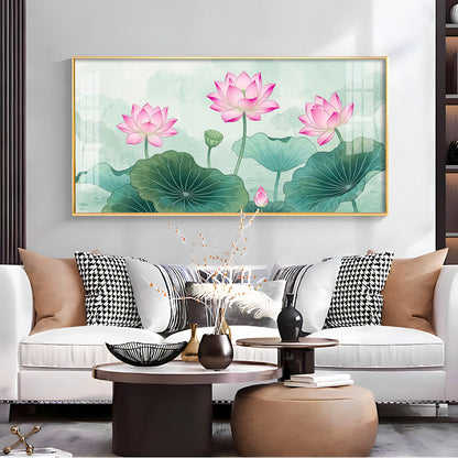 Lotus Flower Premium Acrylic Horizontal Wall Art