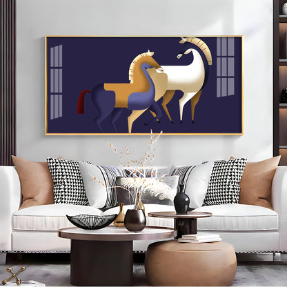 Two Stylized Horses Premium Acrylic Horizontal Wall Art