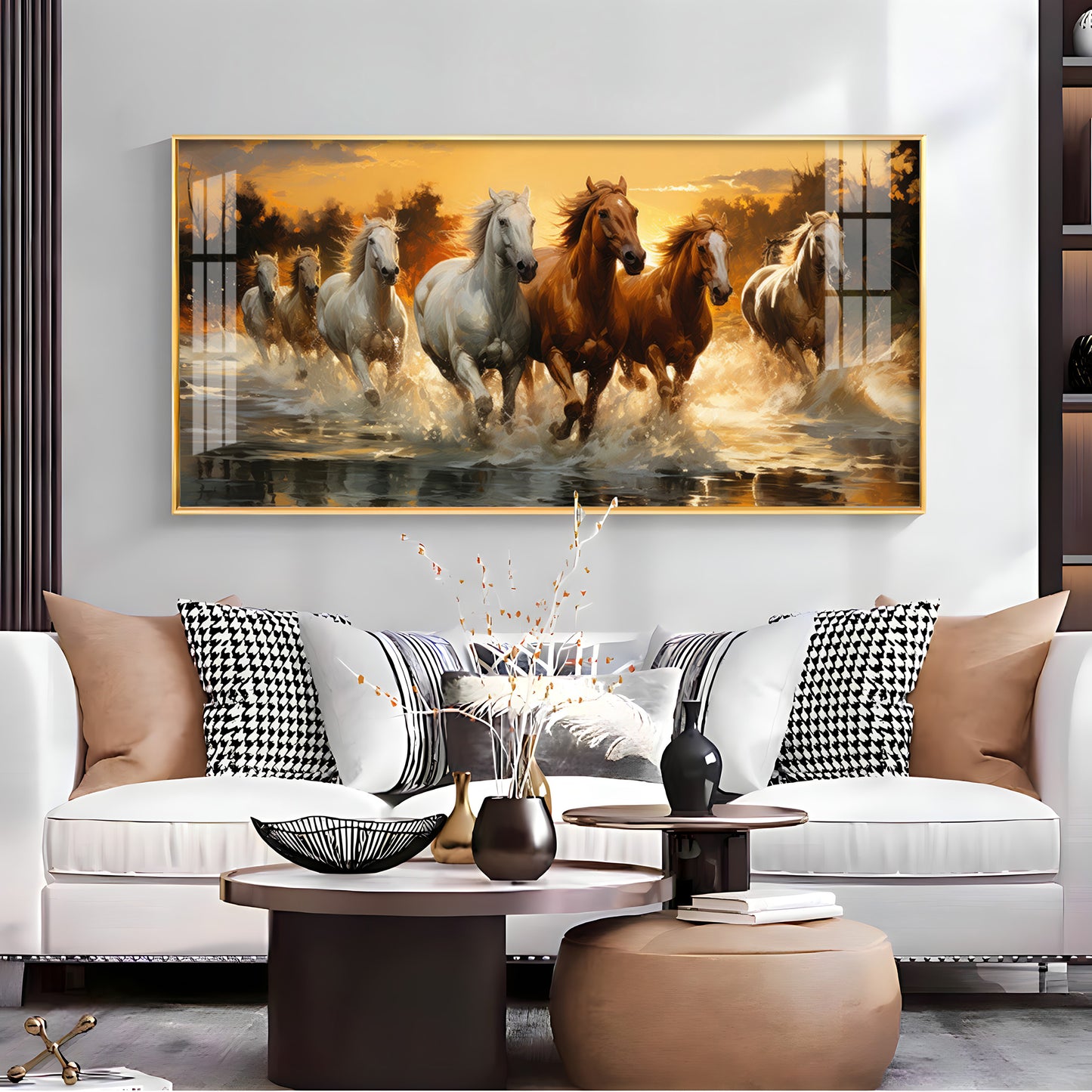Seven Horses Painting Premium Acrylic Horizontal Wall Art