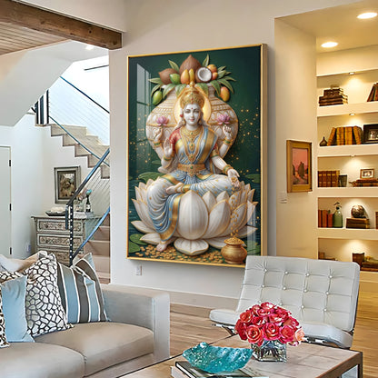 Hindu Goddess Lakshmi Premium Acrylic Vertical Wall Art