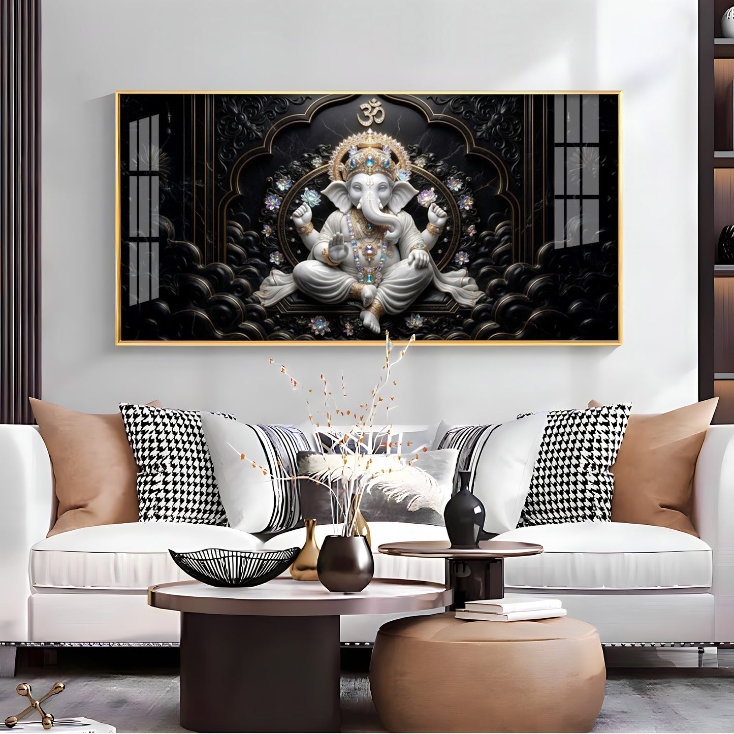 Lord Ganesha With Ornate Jewelry Premium Acrylic Horizontal Wall Art