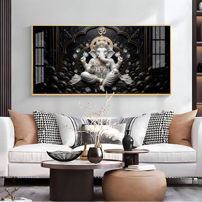 Lord Ganesha With Ornate Jewelry Premium Acrylic Horizontal Wall Art