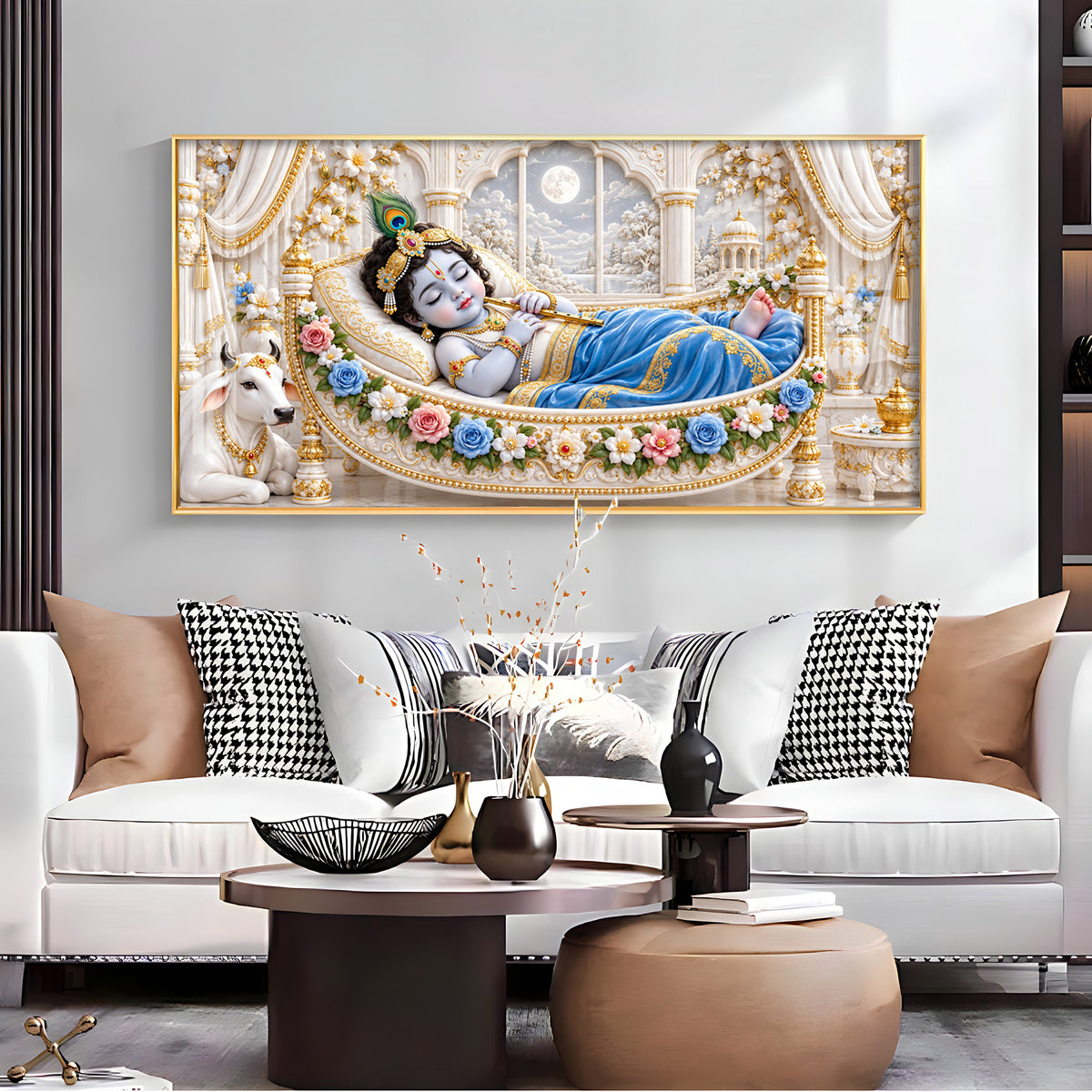 Little Krishna Sleeping Premium Acrylic Horizontal Wall Art