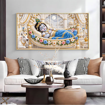 Little Krishna Sleeping Premium Acrylic Horizontal Wall Art