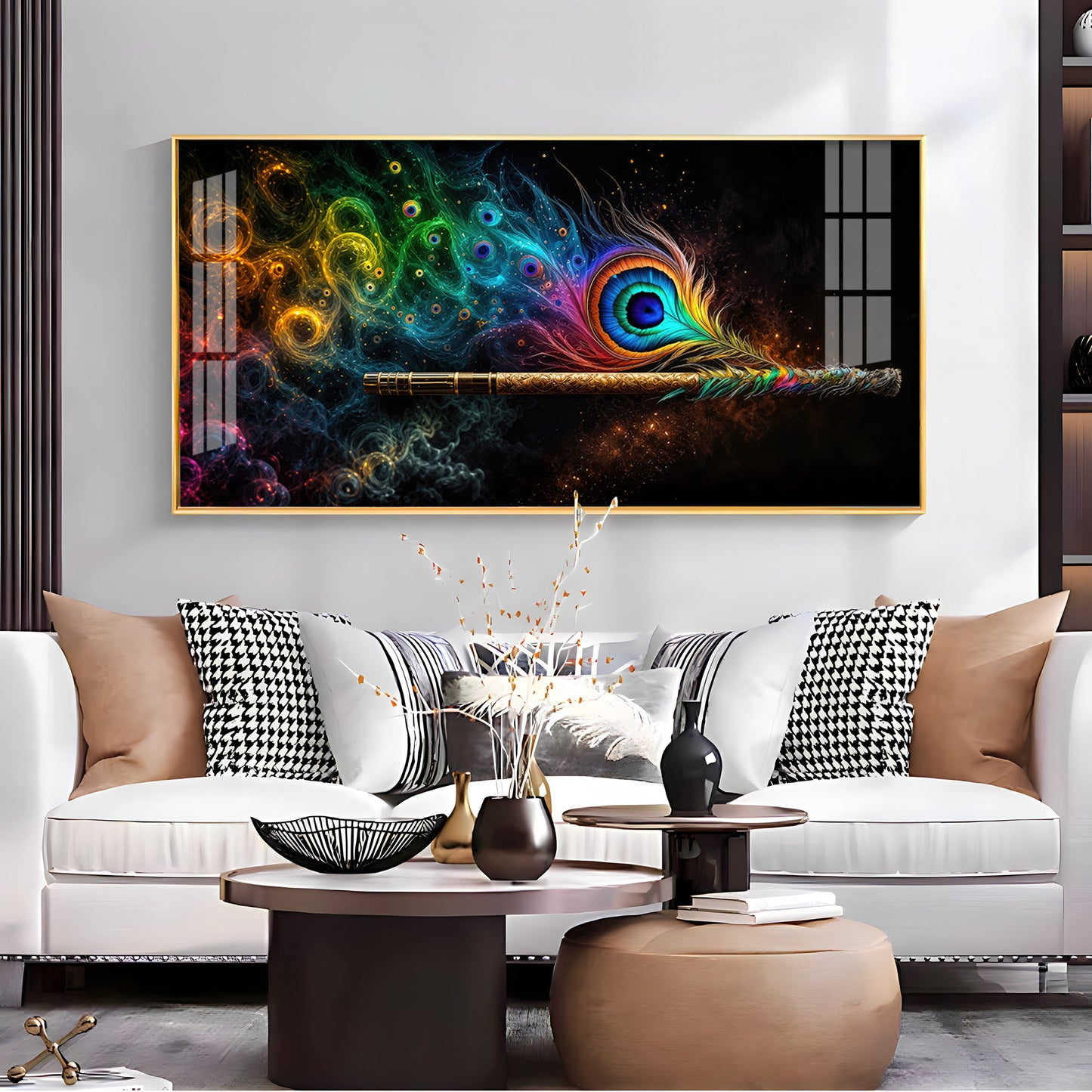 Divine Krishna Coverts Illumination Premium Acrylic Horizontal Wall Art