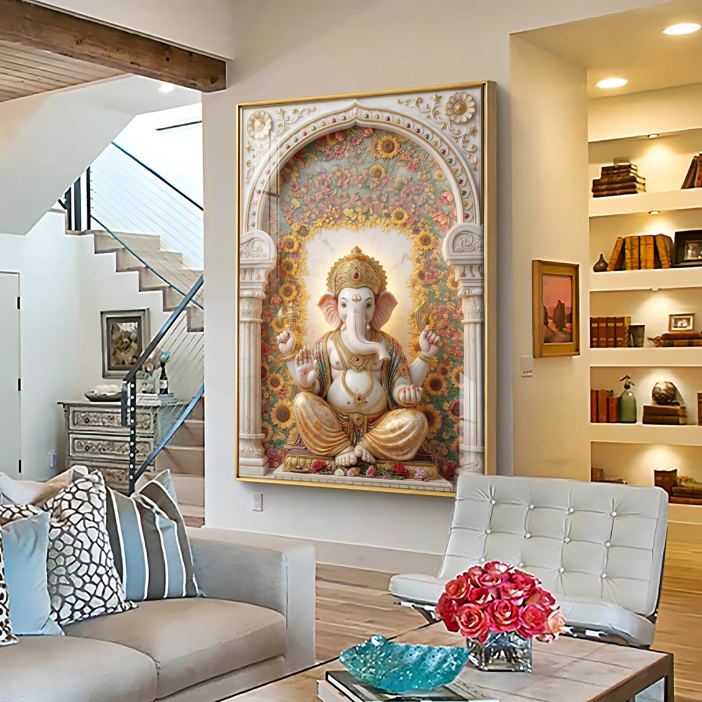 Hindu Bhagwan Ganesha Premium Acrylic Vertical Wall Art