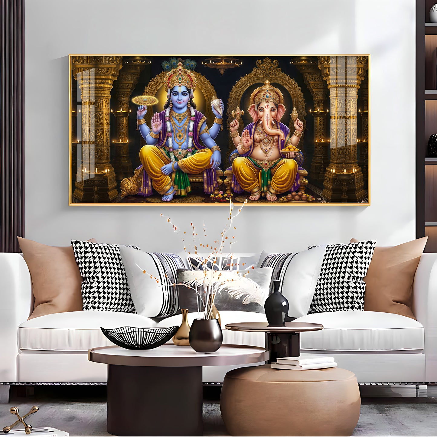 Lord Vishanu & Ganesh Ji Premium Acrylic Horizontal Wall Art