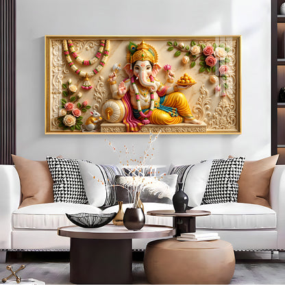 Lord Ganesha Ji Premium Acrylic Horizontal Wall Art