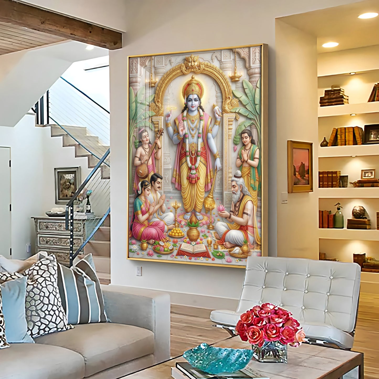 Lord Satyanarayan Premium Acrylic Vertical Wall Art