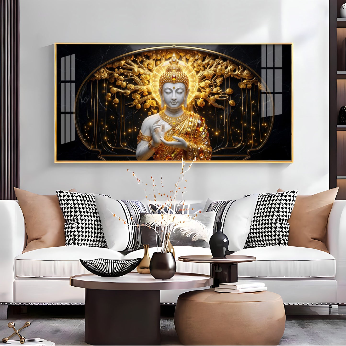 Golden Buddha Premium Acrylic Horizontal Wall Art
