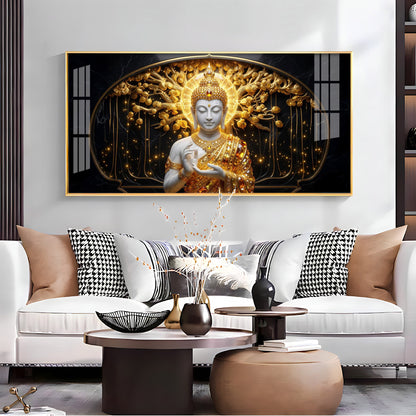 Golden Buddha Premium Acrylic Horizontal Wall Art