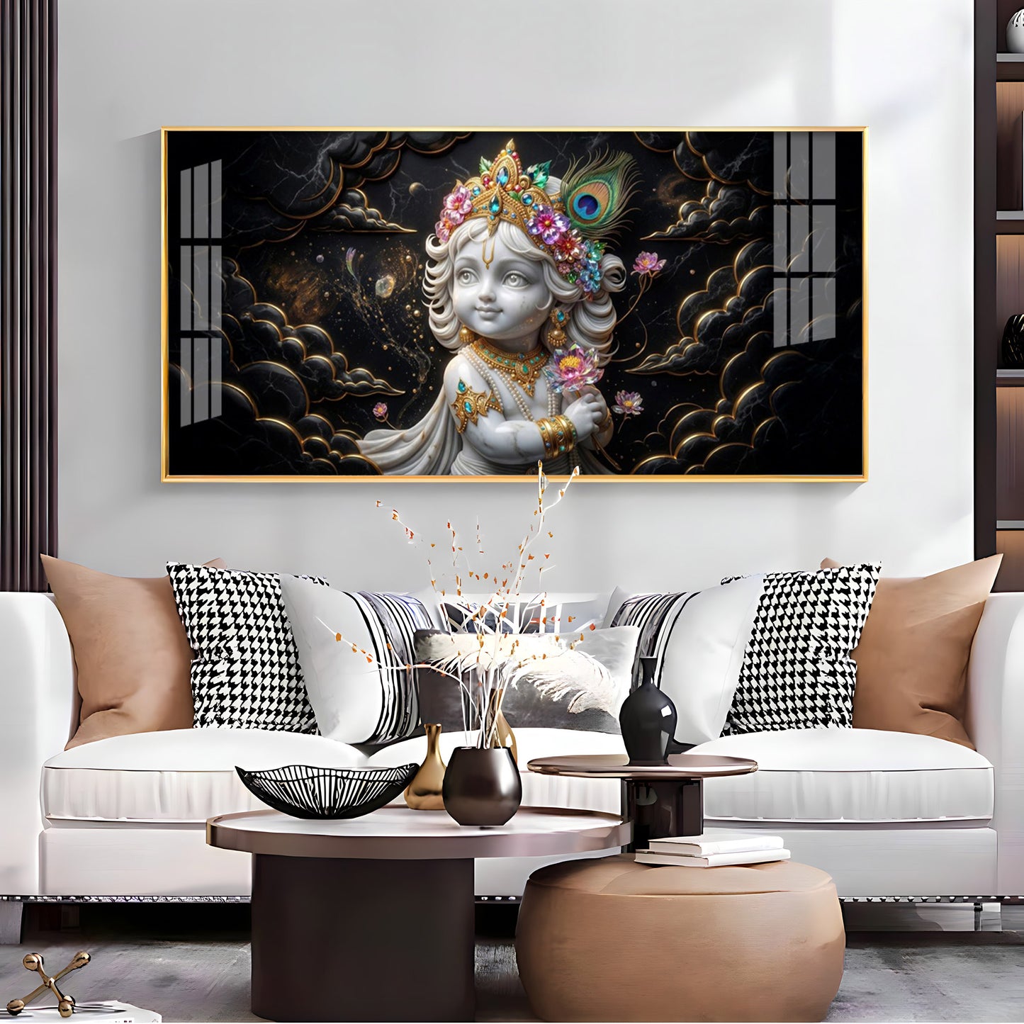 Divine Lord Little Krishna Premium Acrylic Horizontal Wall Art