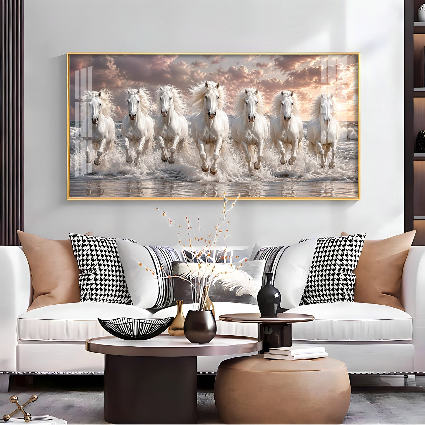 Seven White Horses Ocean Premium Acrylic Horizontal Wall Art