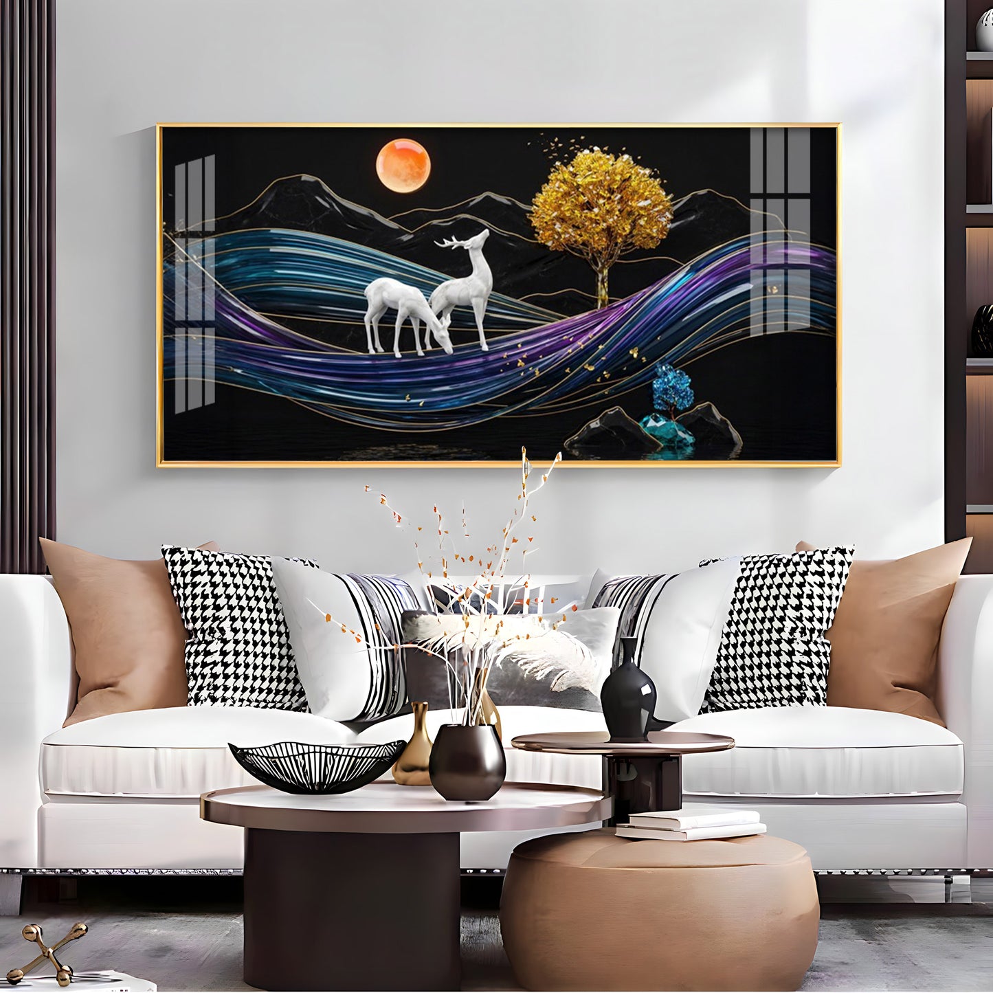 Tidal Deer Harmony Premium Acrylic Horizontal Wall Art