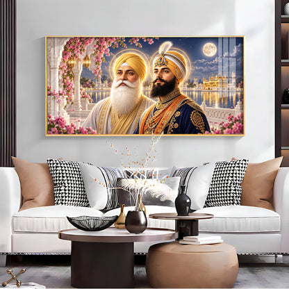 Guru Nanak Dev Ji and Guru Gobind Singh Ji Premium Acrylic Horizontal Wall Art