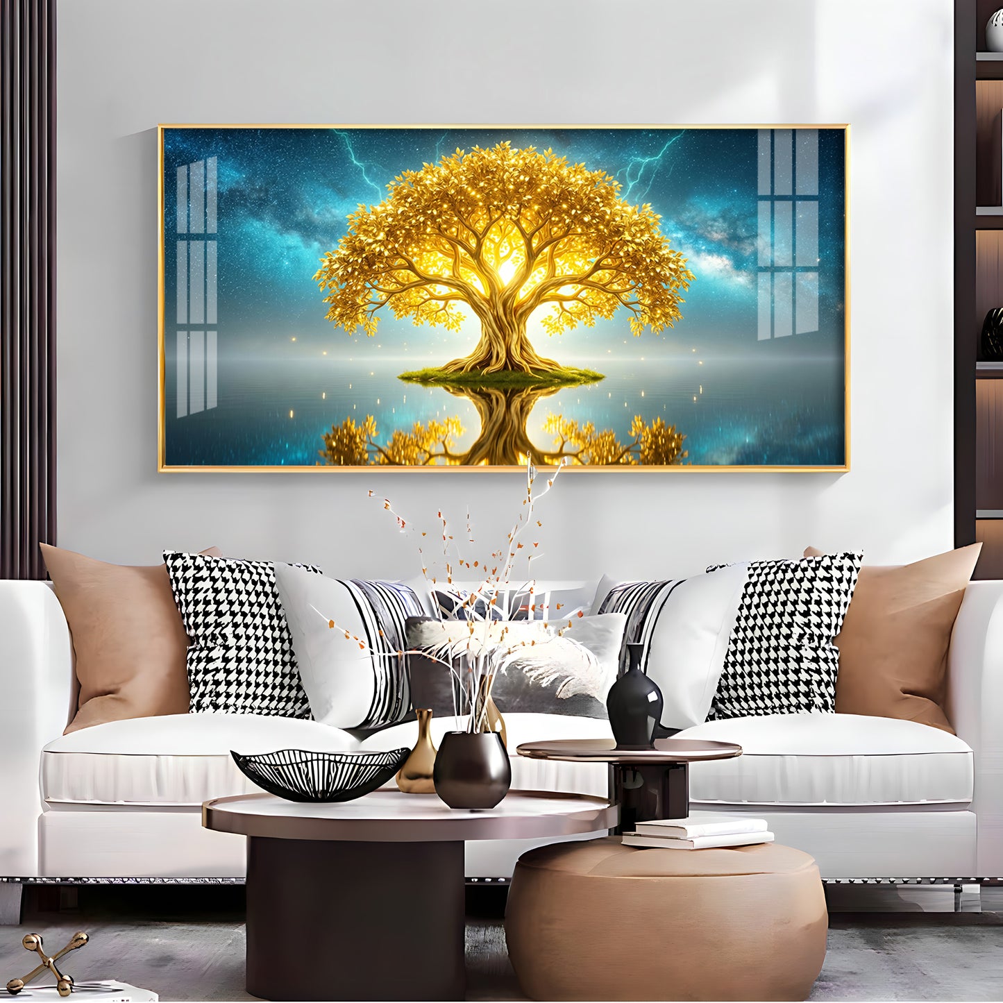 Golden Kalpavriksha Of The Cosmos Premium Acrylic Horizontal Wall Art