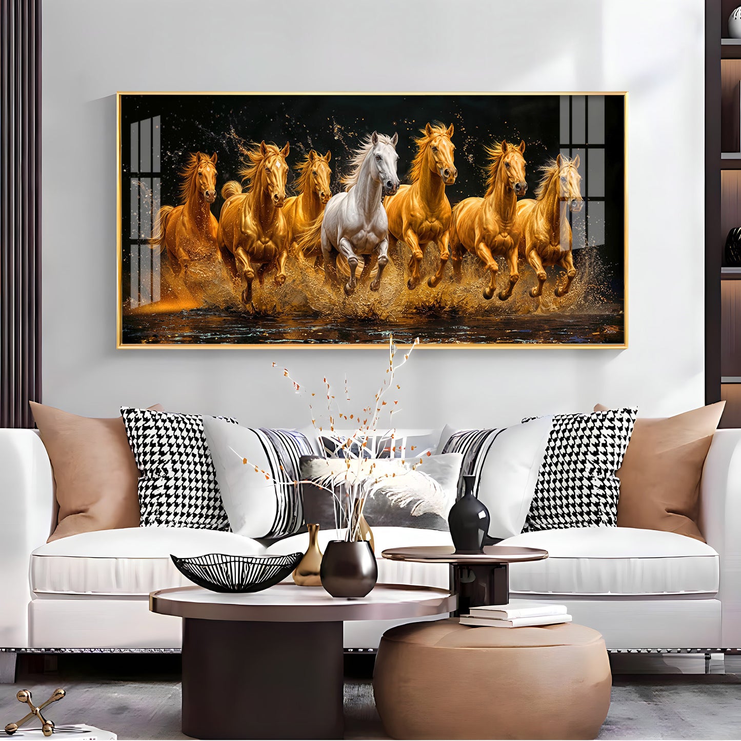 Seven Majestic Horses Premium Acrylic Horizontal Wall Art