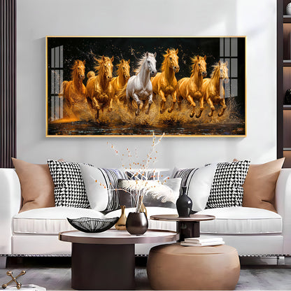 Seven Majestic Horses Premium Acrylic Horizontal Wall Art