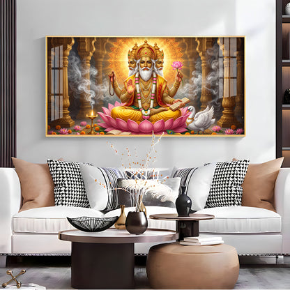 Depiction Of Lord Brahma Premium Acrylic Horizontal Wall Art