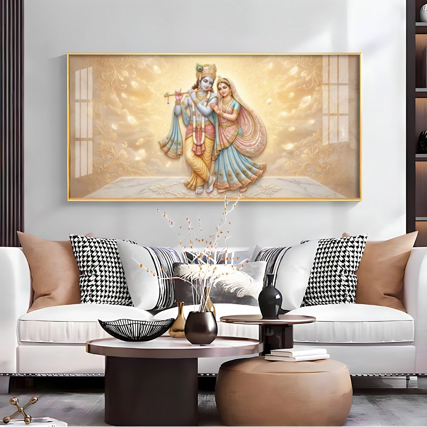 Divine Couple Radha Krishna Premium Acrylic Horizontal Wall Art