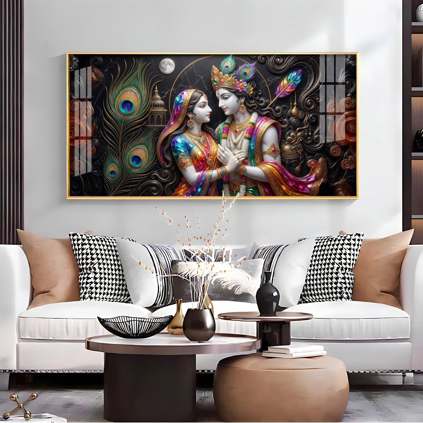 Blissful Radha Krishna Premium Acrylic Horizontal Wall Art