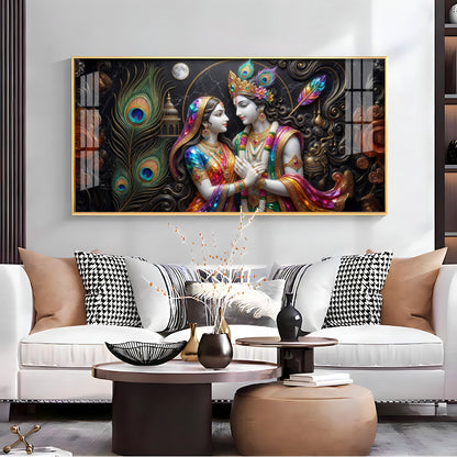 Blissful Radha Krishna Premium Acrylic Horizontal Wall Art
