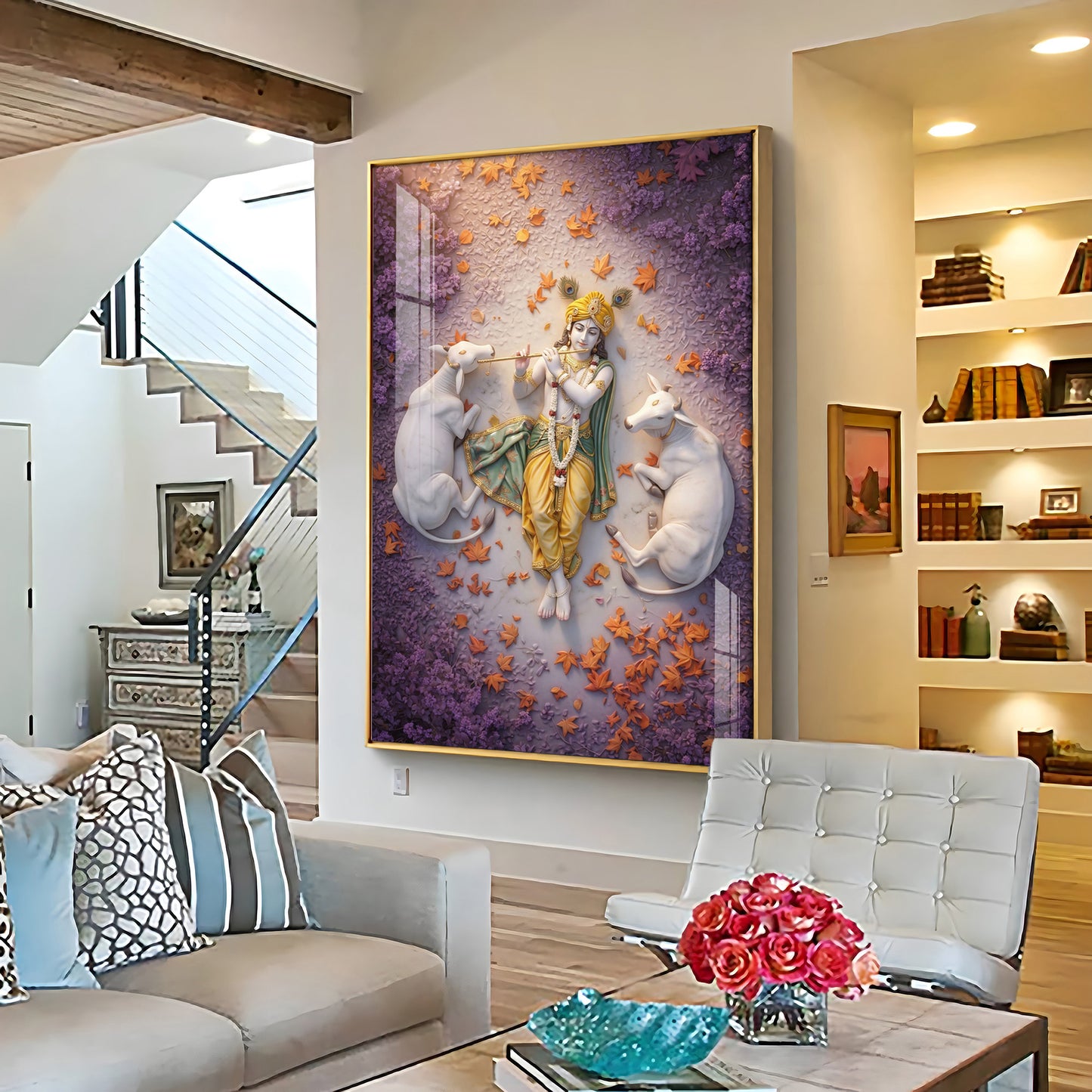 Lord Krishna Kripa Premium Acrylic Vertical Wall Art