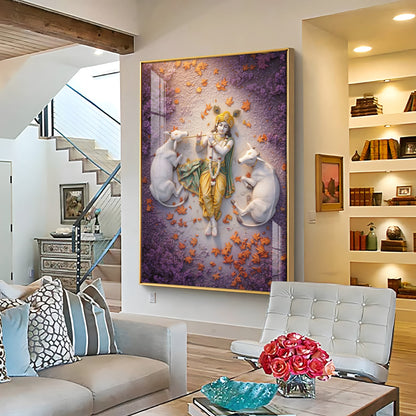 Lord Krishna Kripa Premium Acrylic Vertical Wall Art