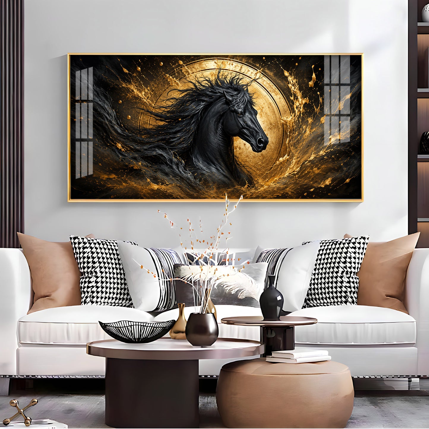Majestic Black Horse Premium Acrylic Horizontal Wall Art