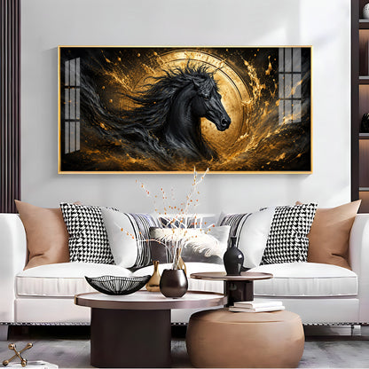 Majestic Black Horse Premium Acrylic Horizontal Wall Art