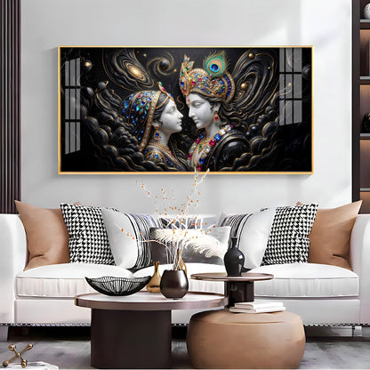 Cosmic Connection With Krishna & Radha Premium Acrylic Horizontal Wall Art