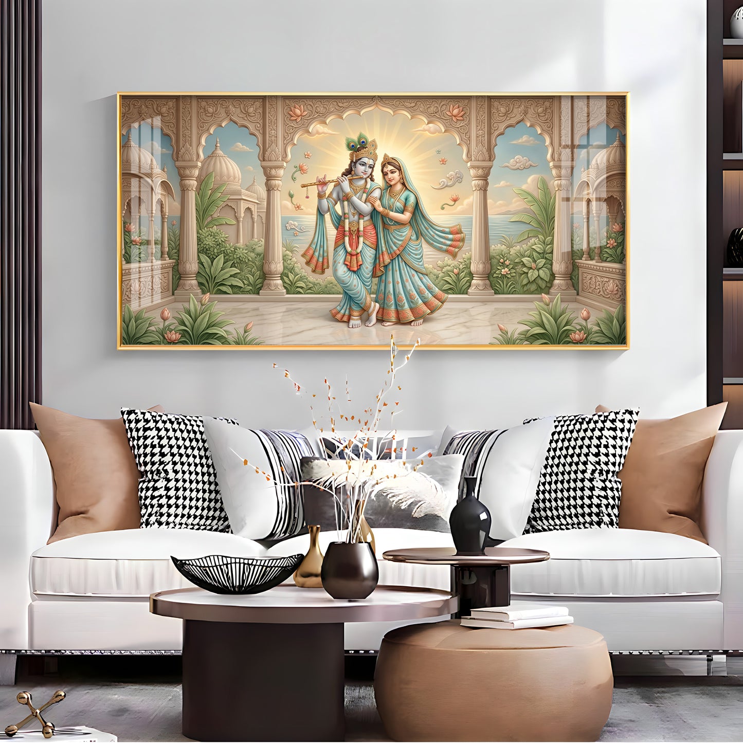 Radha Krishna Together Premium Acrylic Horizontal Wall Art