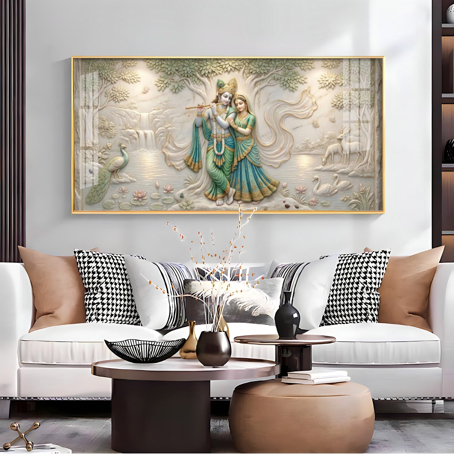 Radha Krishna Under A Tree Premium Acrylic Horizontal Wall Art