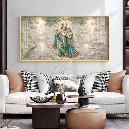 Radha Krishna Under A Tree Premium Acrylic Horizontal Wall Art
