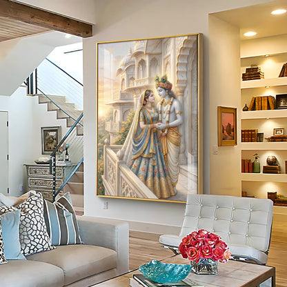 Loving Radhe & Krishna Premium Acrylic Square Wall Art