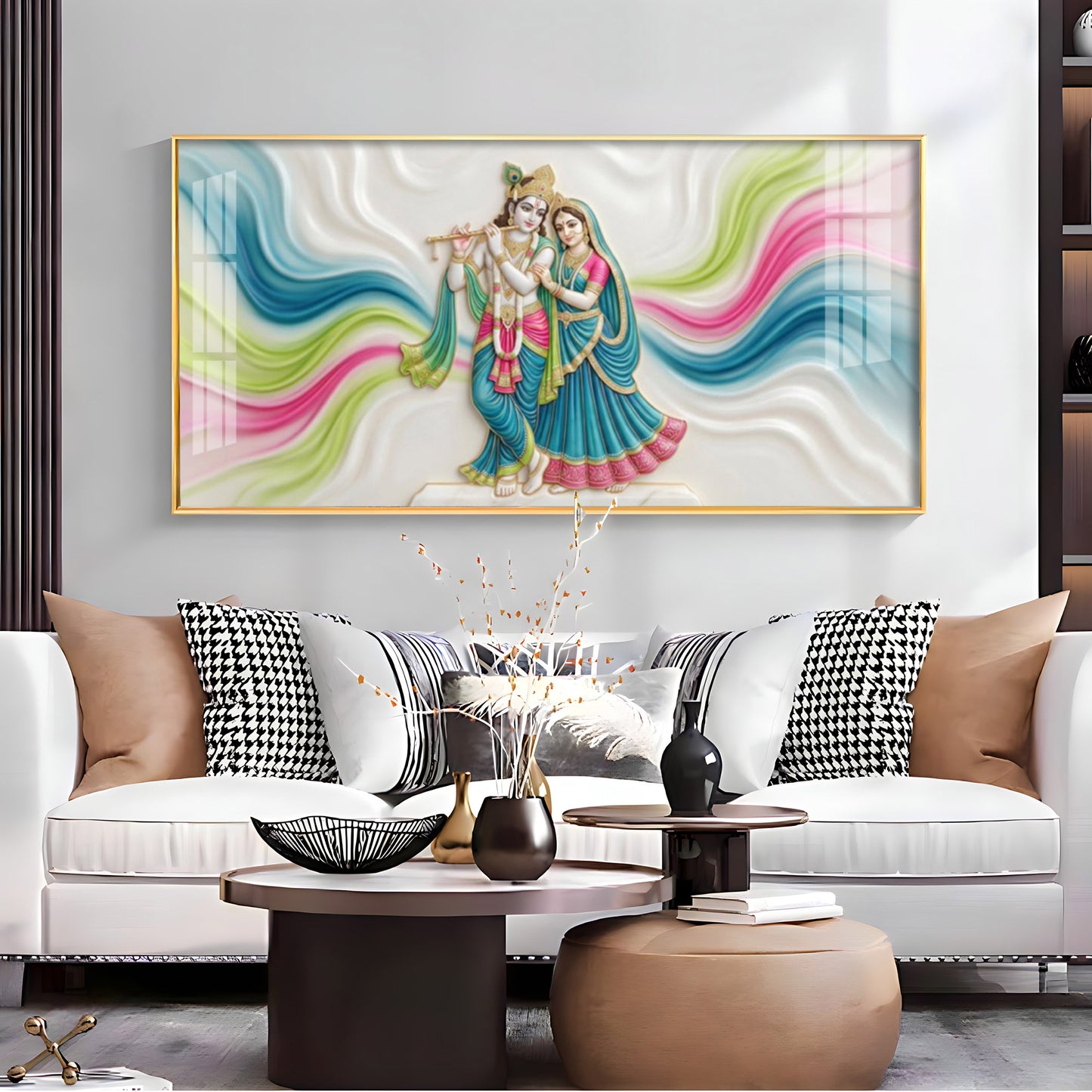 Vibrant Colors Radha Krishna Premium Acrylic Horizontal Wall Art