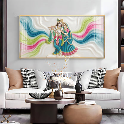 Vibrant Colors Radha Krishna Premium Acrylic Horizontal Wall Art