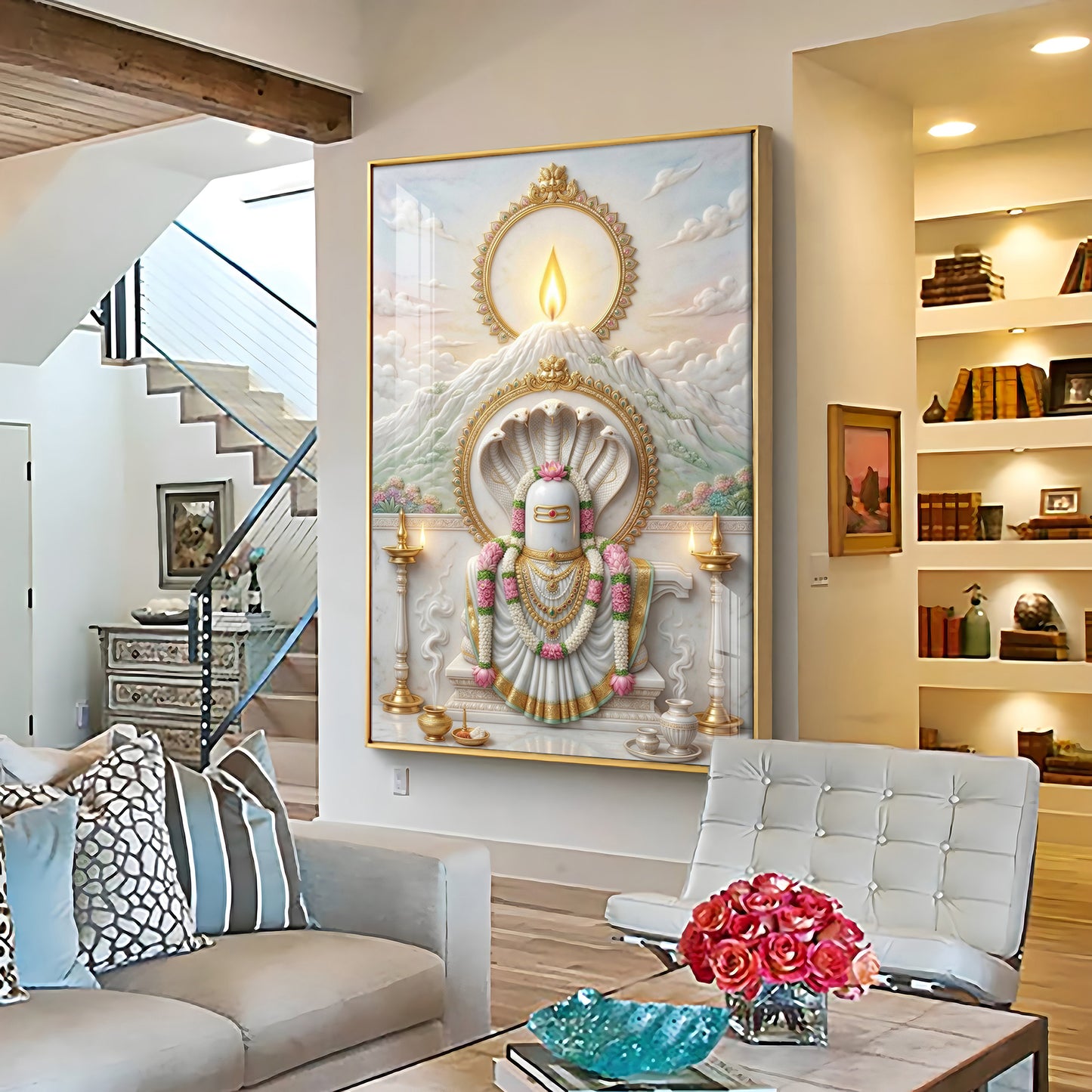 Shiva Lingam With Mount Kailash Premium Acrylic Vertical Wall Art