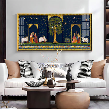 Cow With Tree of Life Premium Acrylic Horizontal Wall Art