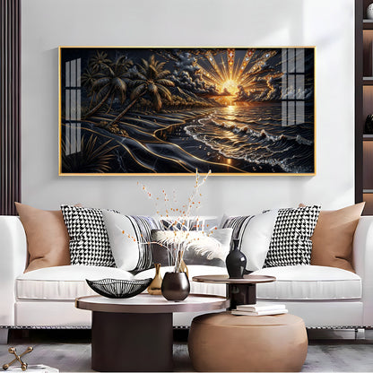 Ocean Glow Sunset Premium Acrylic Horizontal Wall Art