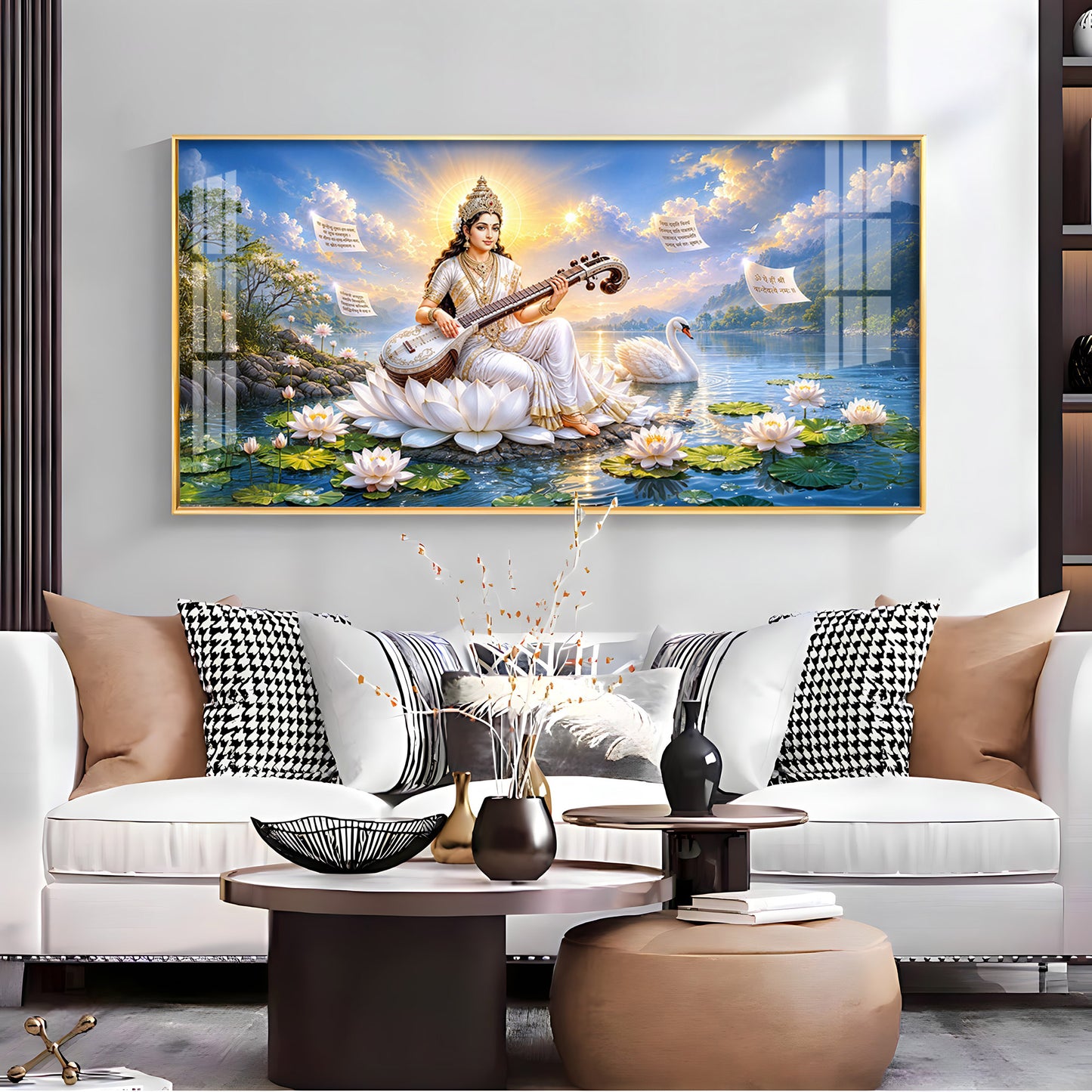 Hindu Goddess Saraswati Premium Acrylic Horizontal Wall Art
