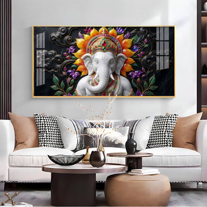 Decorated Lord Ganesha Premium Acrylic Horizontal Wall Art