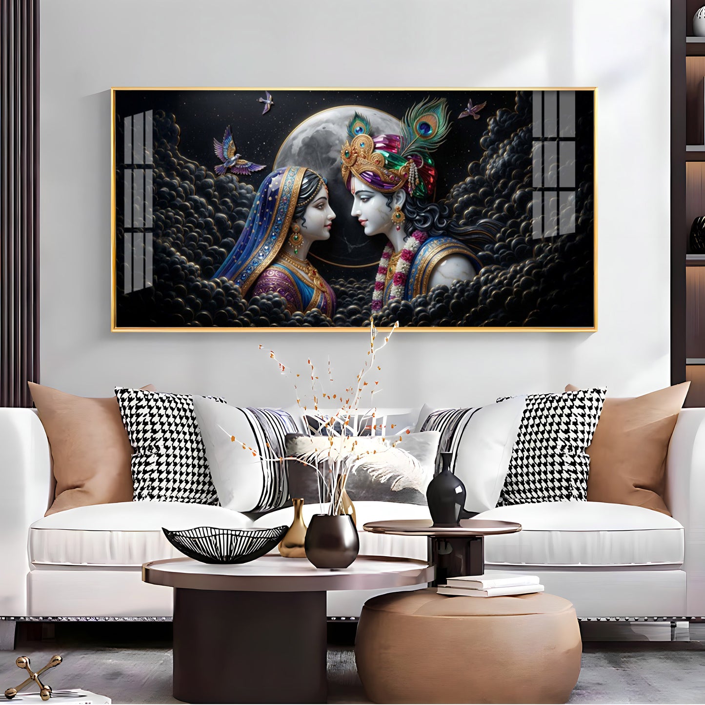 Divine Radha Krishna Premium Acrylic Horizontal Wall Art