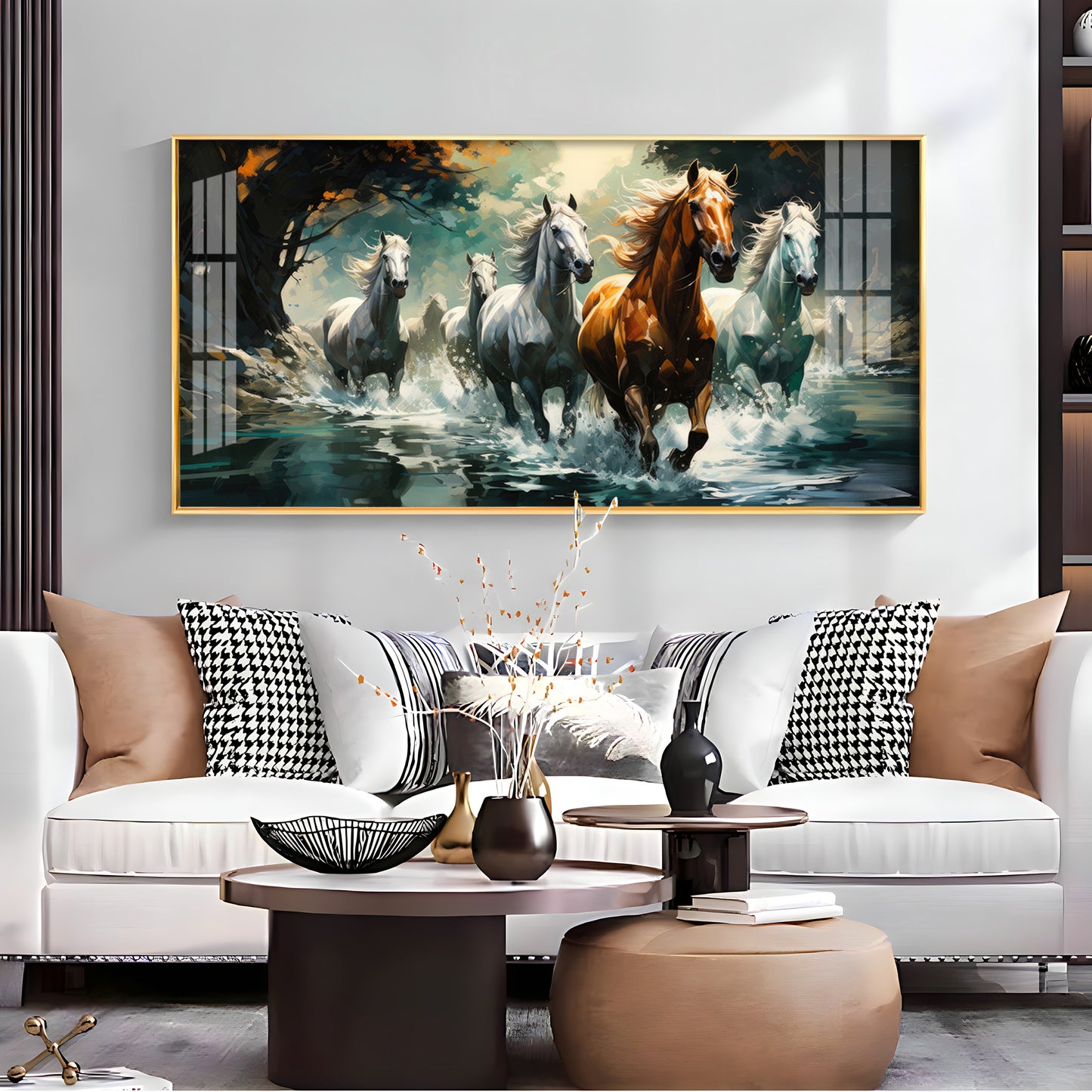 Lucky Running Horses Premium Acrylic Horizontal Wall Art