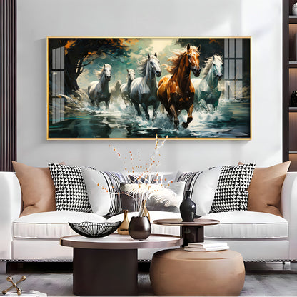 Lucky Running Horses Premium Acrylic Horizontal Wall Art