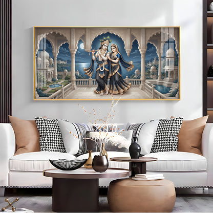 Devotional Lord Radha Krishna Premium Acrylic Horizontal Wall Art